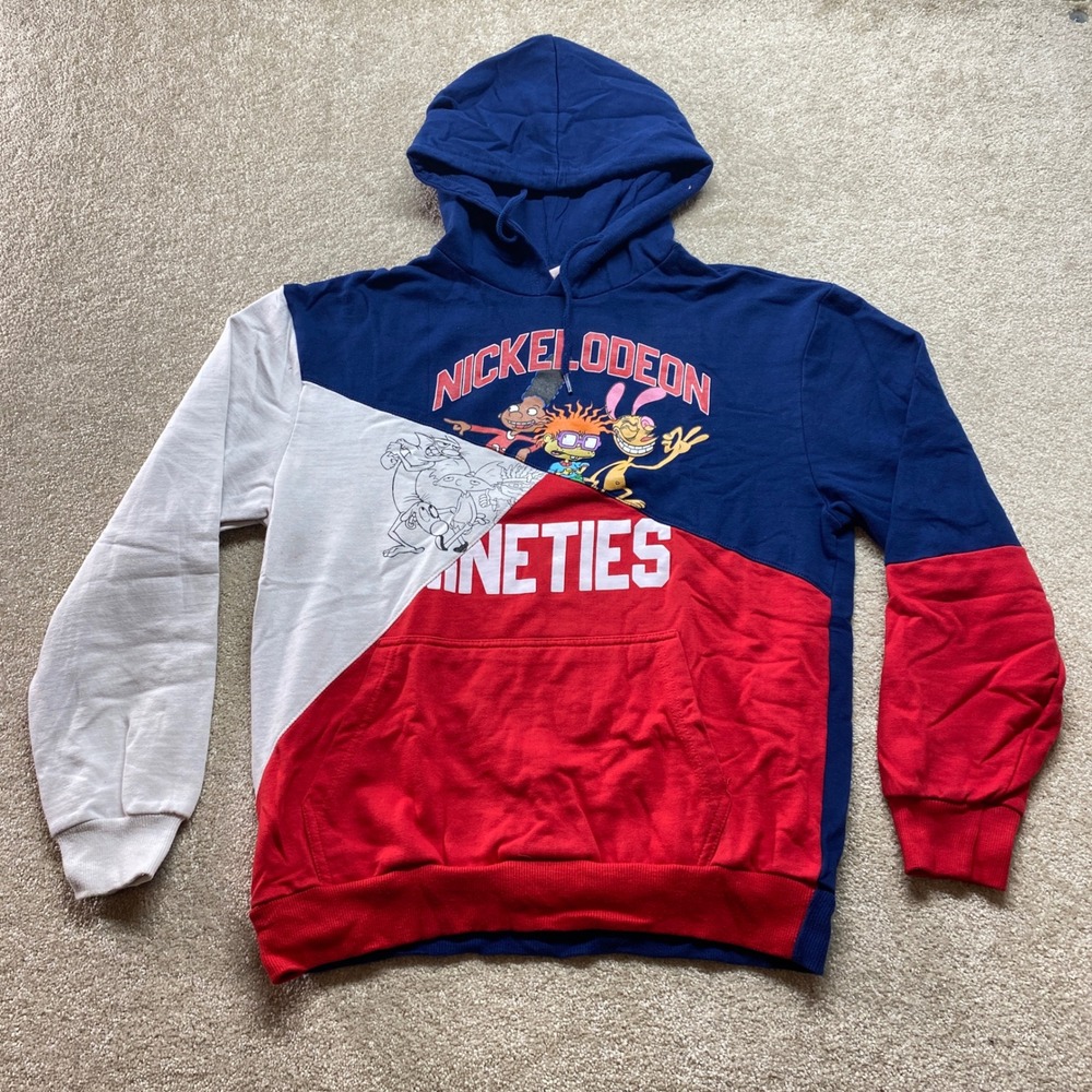 Nickelodeon Rugrats Nineties Color Block Hoodie‎ Mens Medium Blue Red White